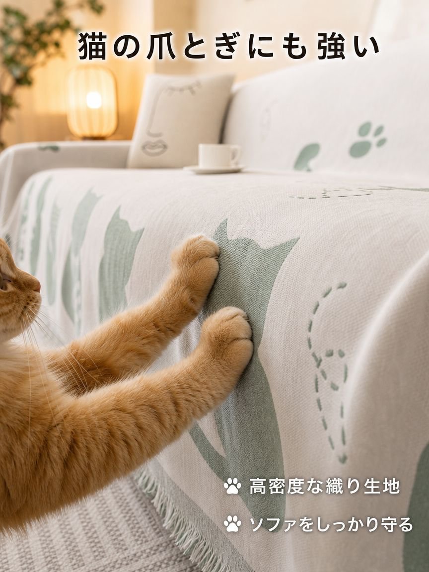 カートゥーン猫ソファブランケット