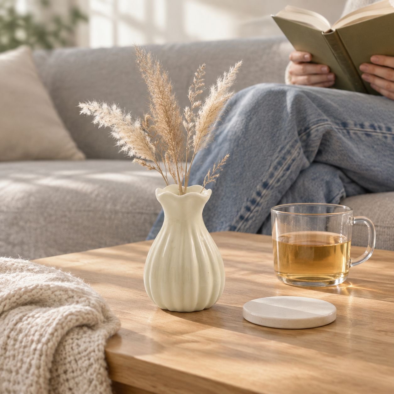 Gift idea: mini ceramic vase with realistic flowers