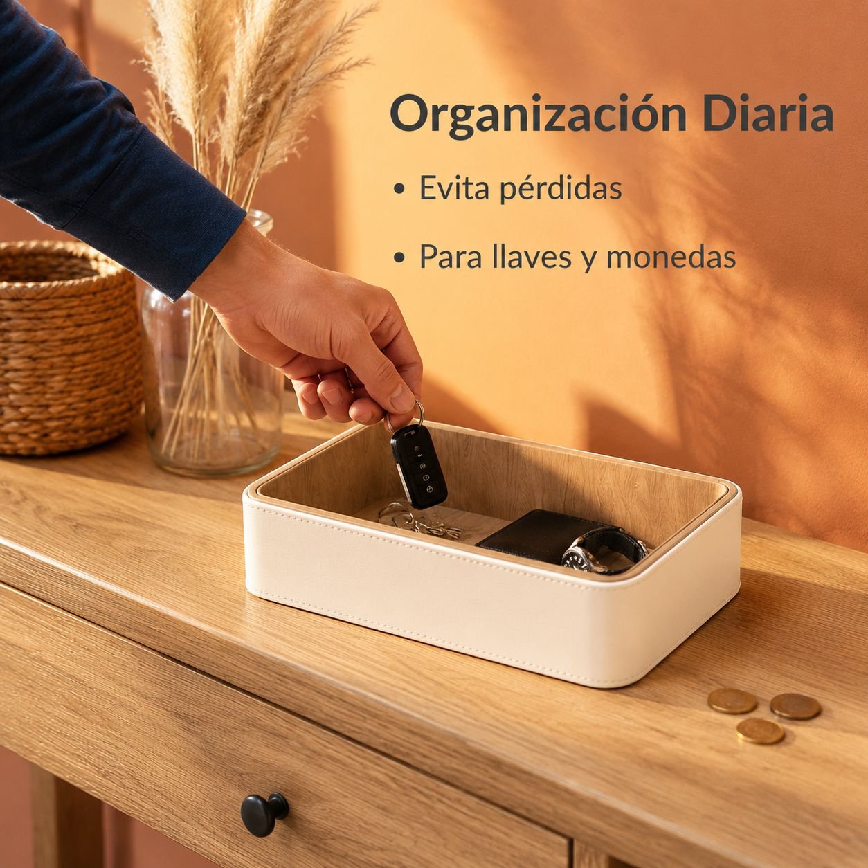 Bandeja para guardar llaves de entrada y objetos diversos