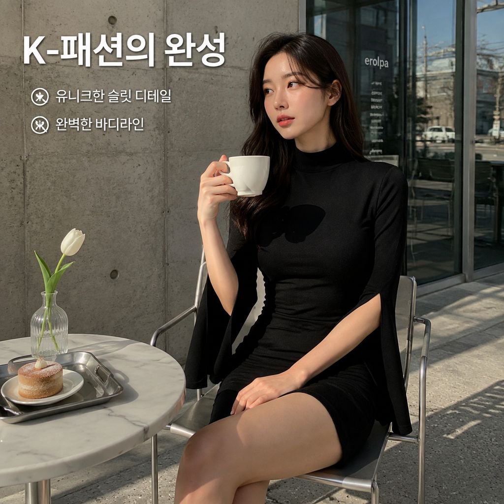 가을 겨울 신상 반하이넥 트임 소매 홀로우 여성 상의