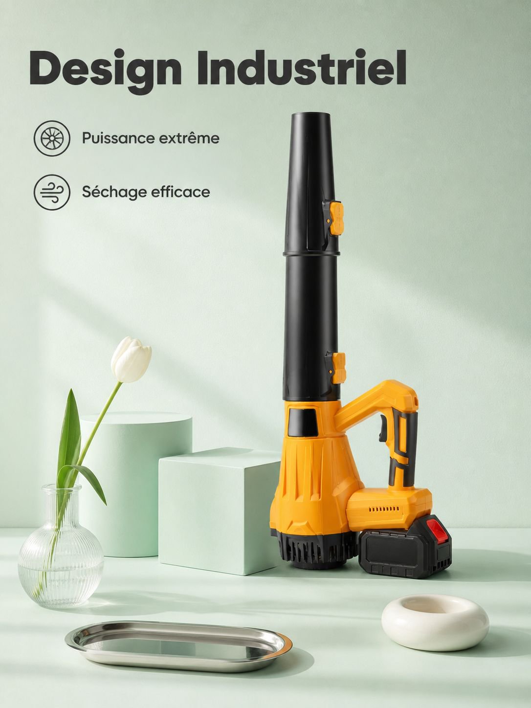 Sèche-cheveux portable à grande puissance, batterie au lithium