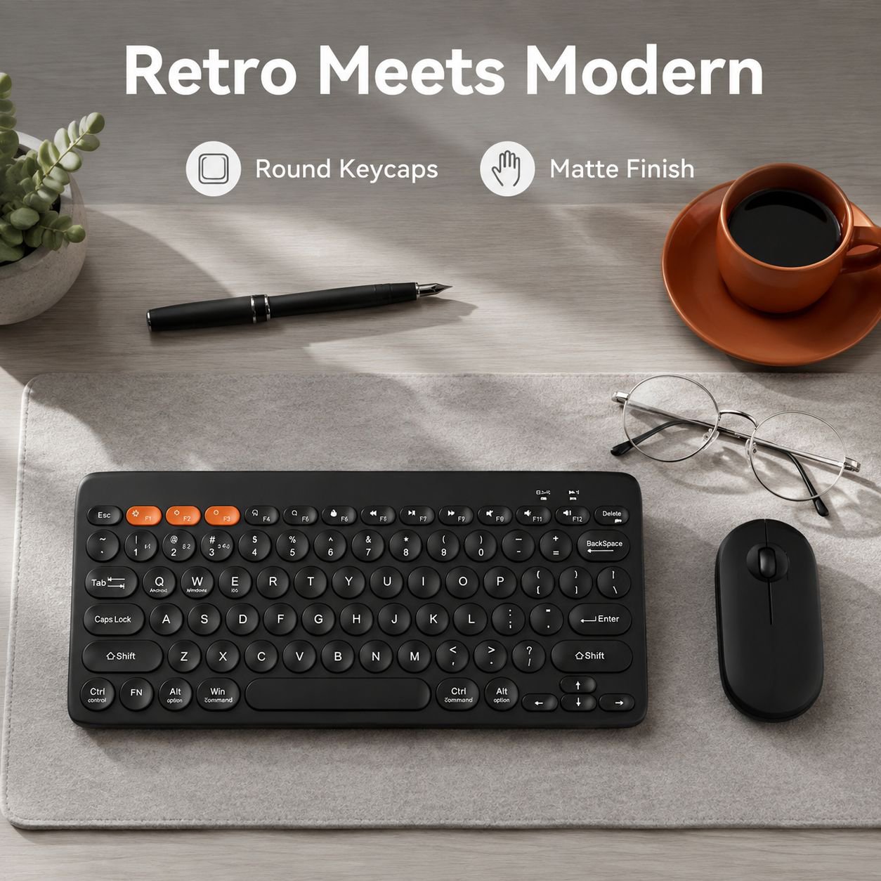 Portable Wireless Silent Keyboard and Mouse Set
