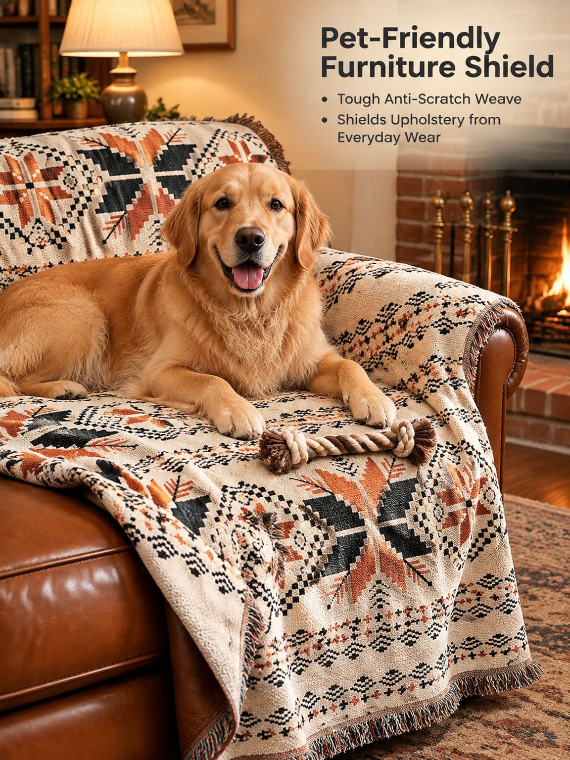 One-piece chair cover mat with a vintage country-inspired design