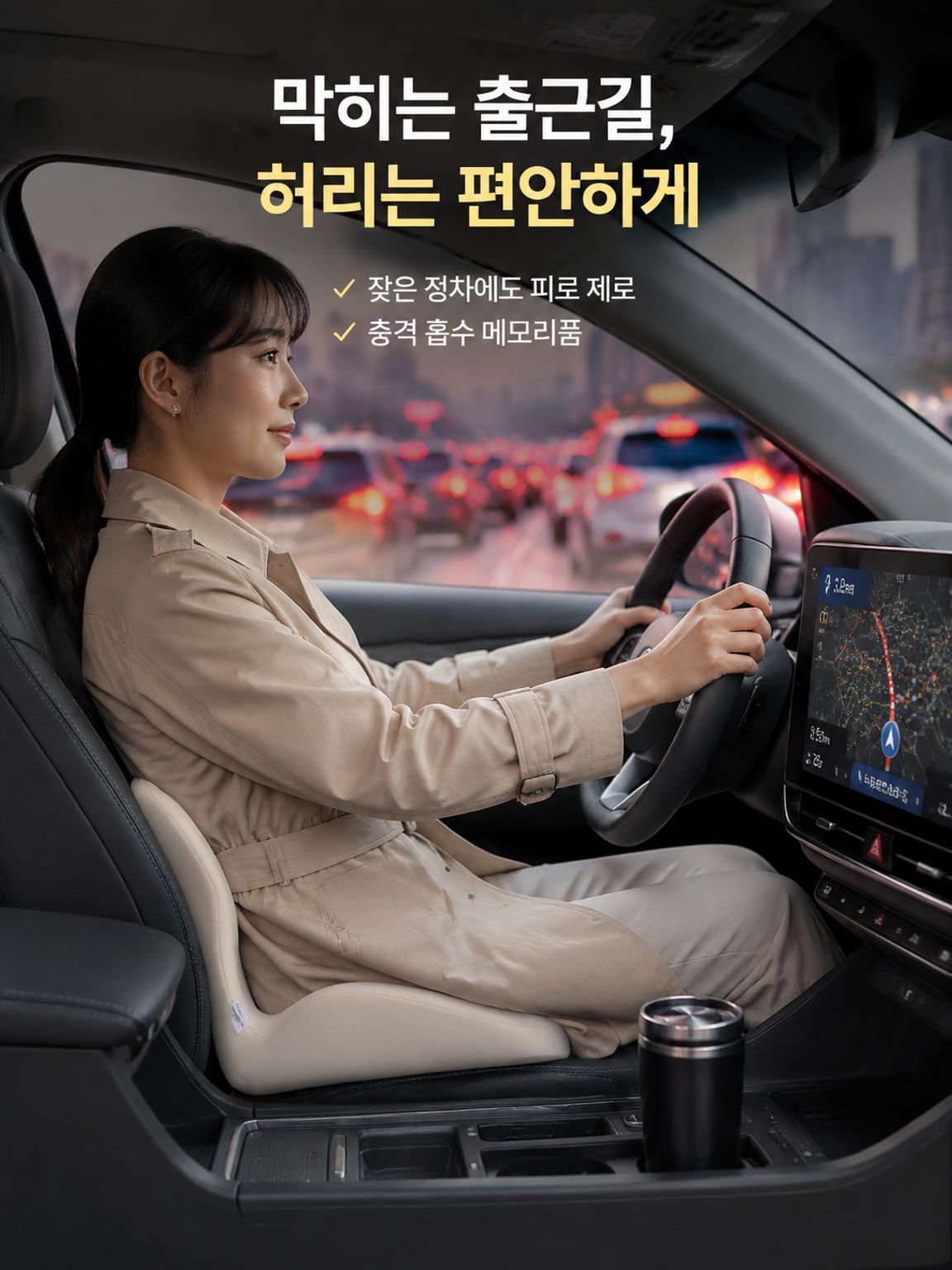 자동차 운전석 전용 메모리폼 요추 받침 쿠션