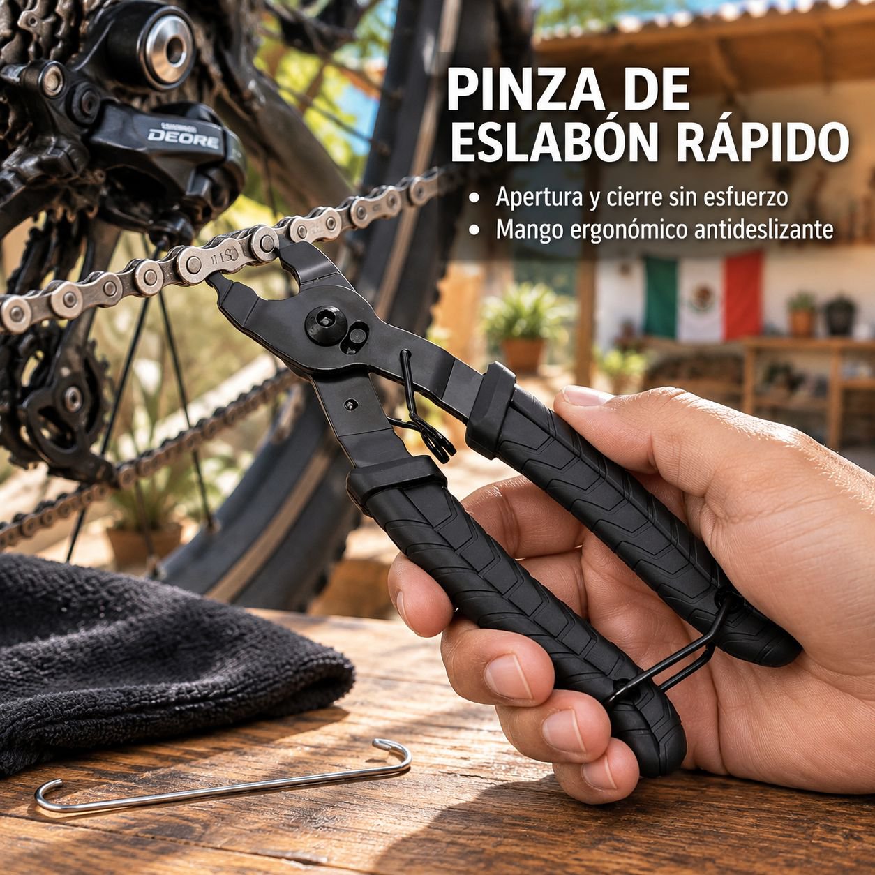Herramientas para desmontar y reparar cadenas de bicicleta