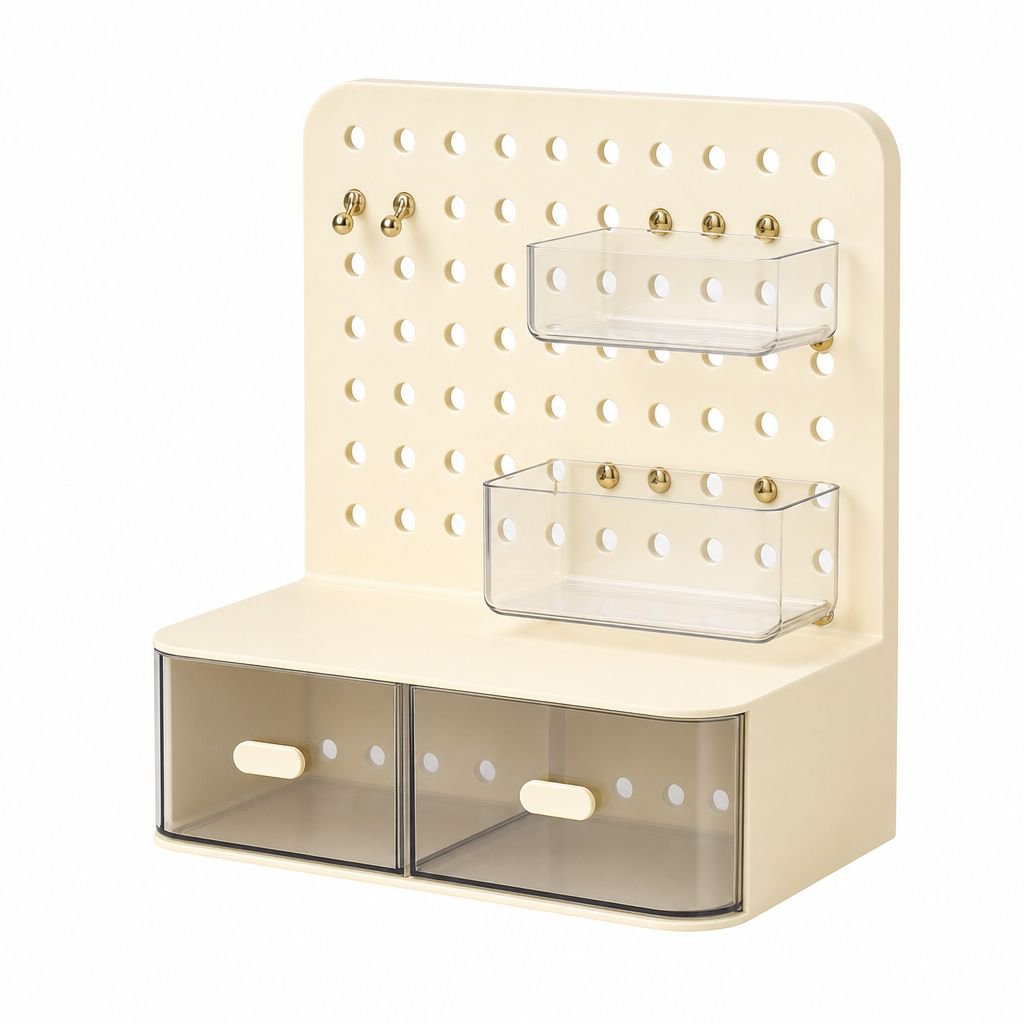 Escritorio doméstico para dormitorio con estante y tablero de agujeros estilo crema