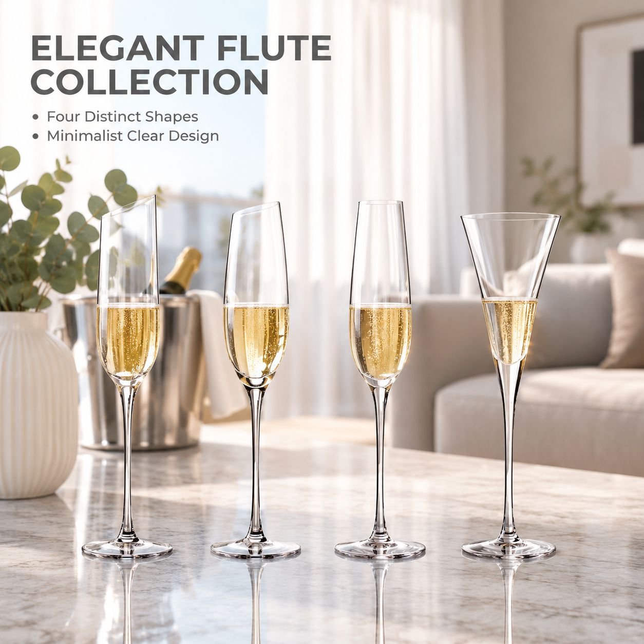 Crystal Glass Champagne Flutes Sparkling Wine Goblet Cocktail Glass Set