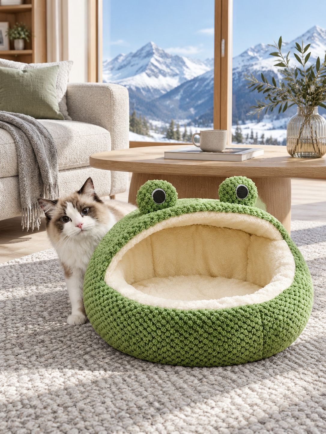 Froschförmiges Katzen- und Hundebett