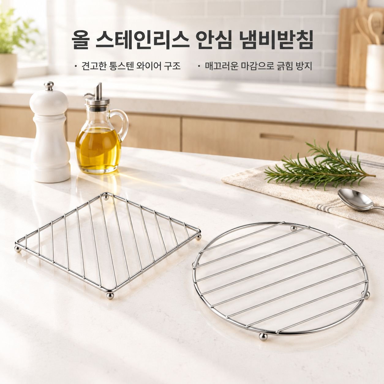 스텐 두꺼운 냄비받침 내열 주방 삼발이 식탁 방열 거치대