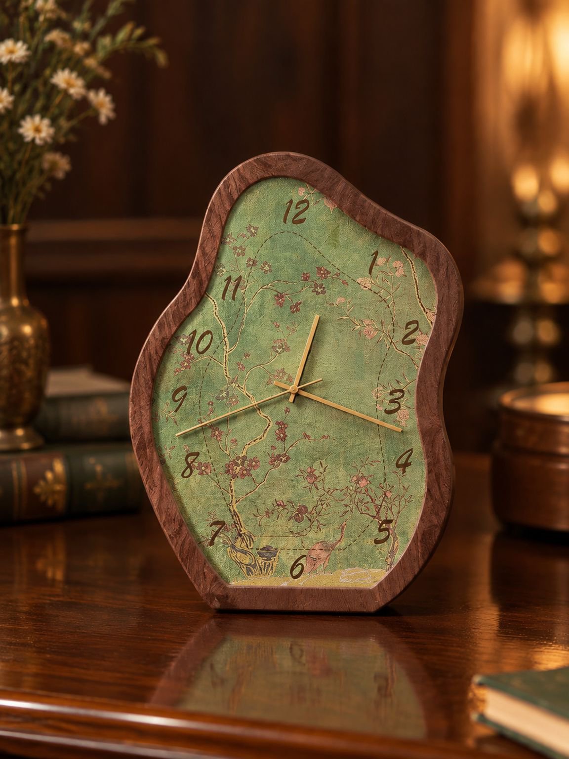 Reloj decorativo de sobremesa con paisaje verde