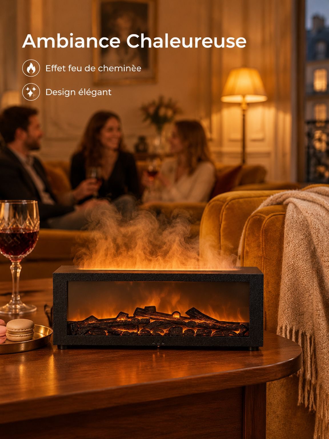 Machine d'aromathérapie de flamme de cheminée de simulation cool de bureau JMY humidificateur créati