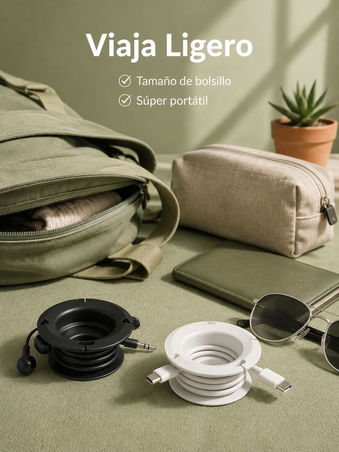 Organizador multifuncional de cable de carga retráctil