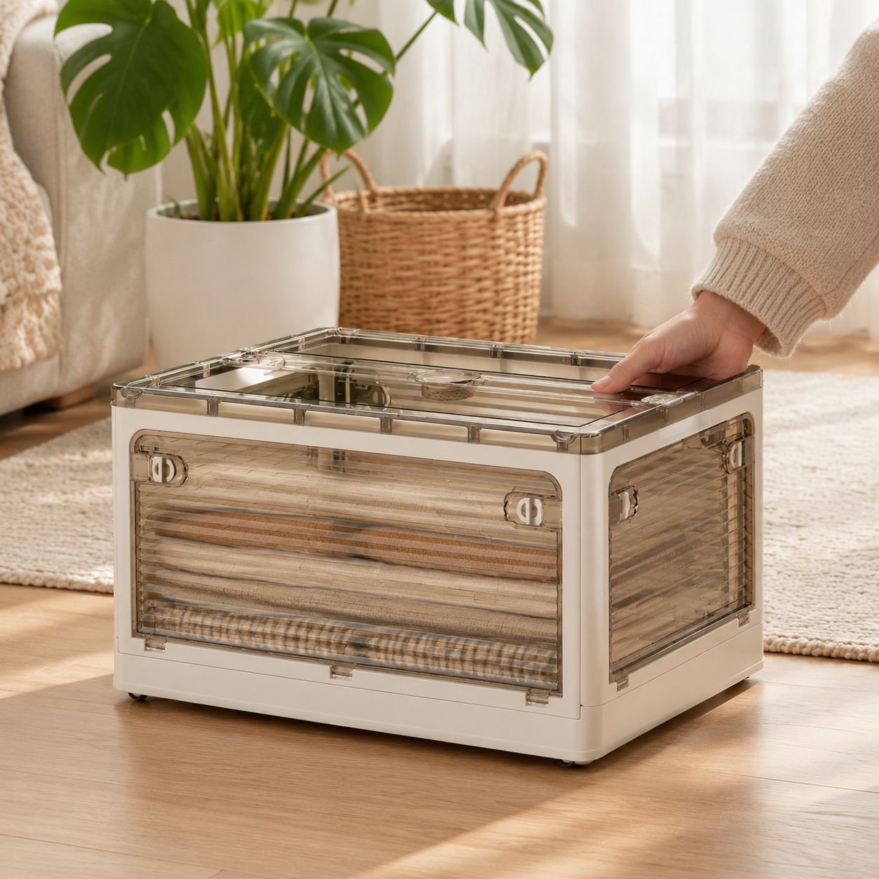 Multifunctional Foldable 5-Door Storage Box with Wheels, Suitable for Clothes, Toys, and Sundries