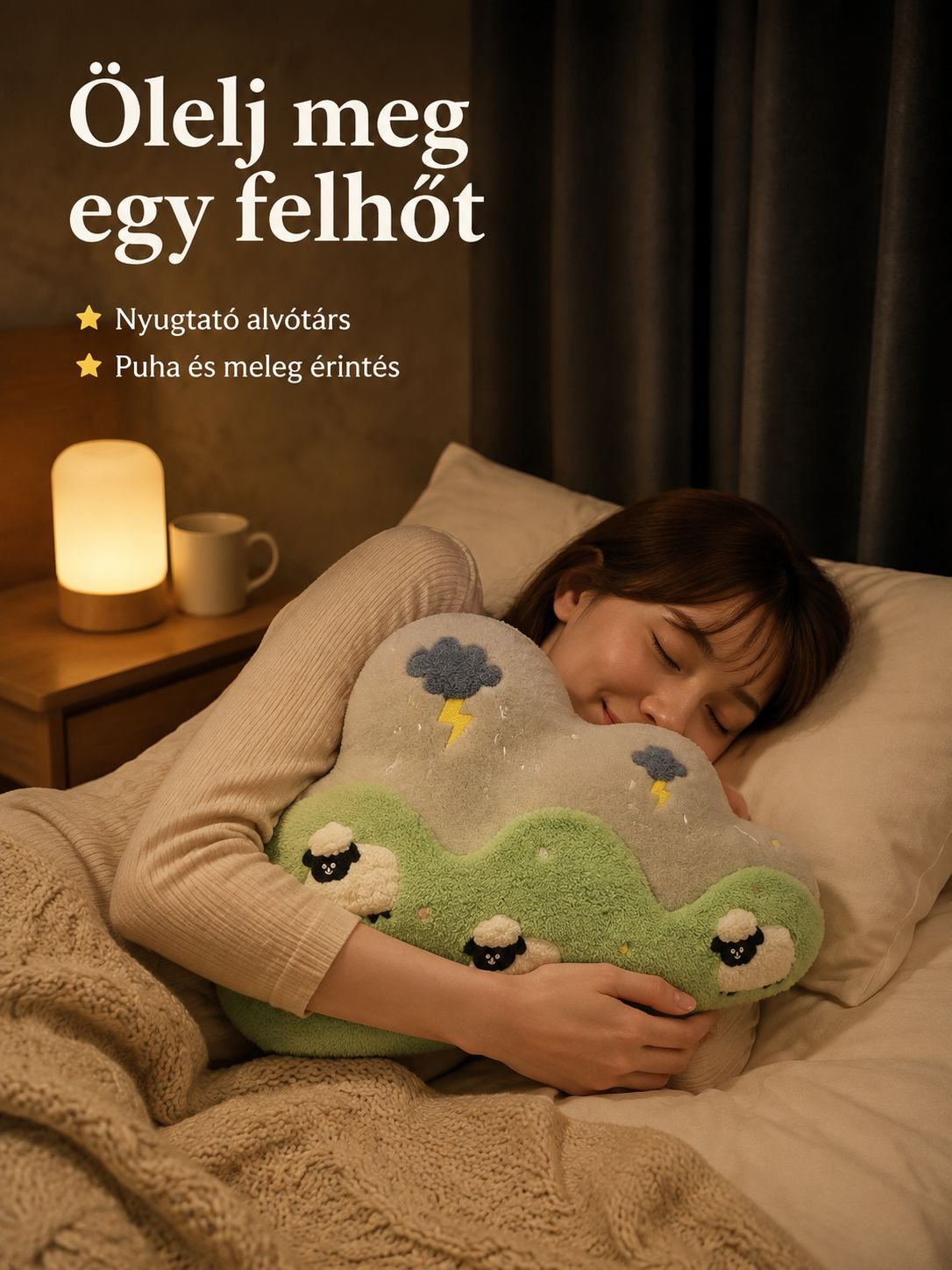 Kék ég és fehér felhő dizájnú párna és fejpárna