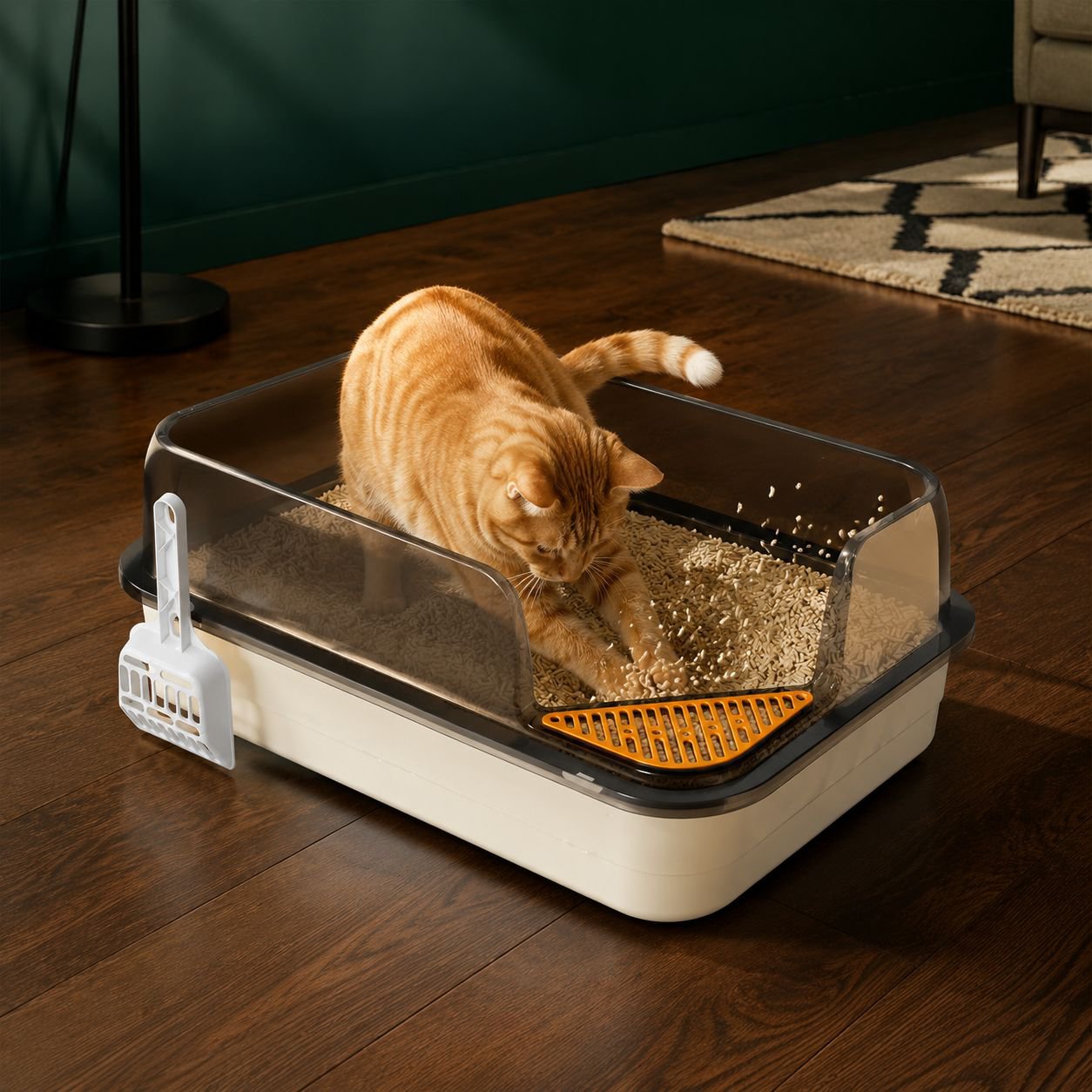 Extra Large Semi-Enclosed Splash-Proof Cat Litter Box