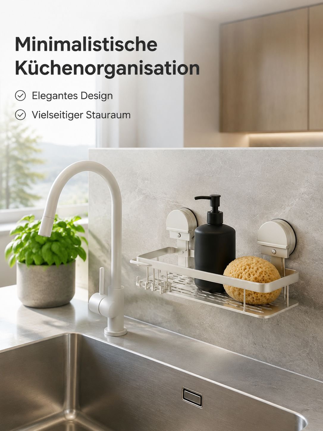 Multifunktionaler Spülbecken-Organizer mit Saugnapf in der Küche