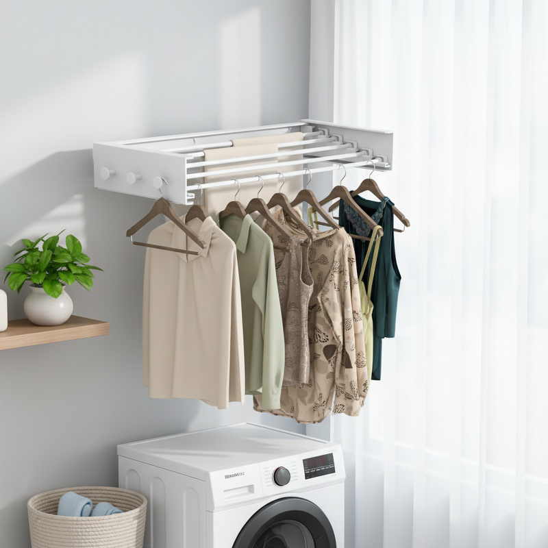 Foldable Wall-mounted Drying Rack for Clothes and Bedding