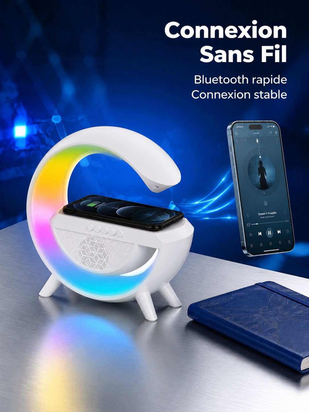 Enceinte Bluetooth avec veilleuse d’ambiance sans fil