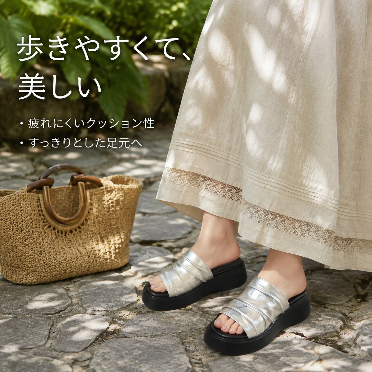 リゾートカジュアル厚底一字型レディースサンダル 夏