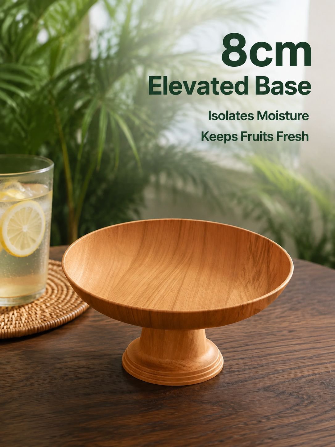 Wood Grain High Footed Fruit Plate
