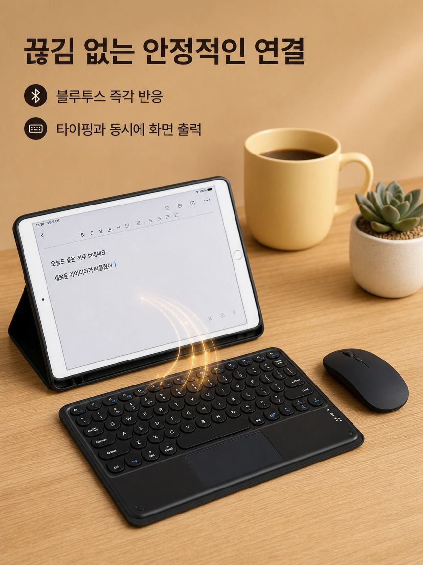 스마트폰, 태블릿과 함께한 블루투스 키보드 사용 예시