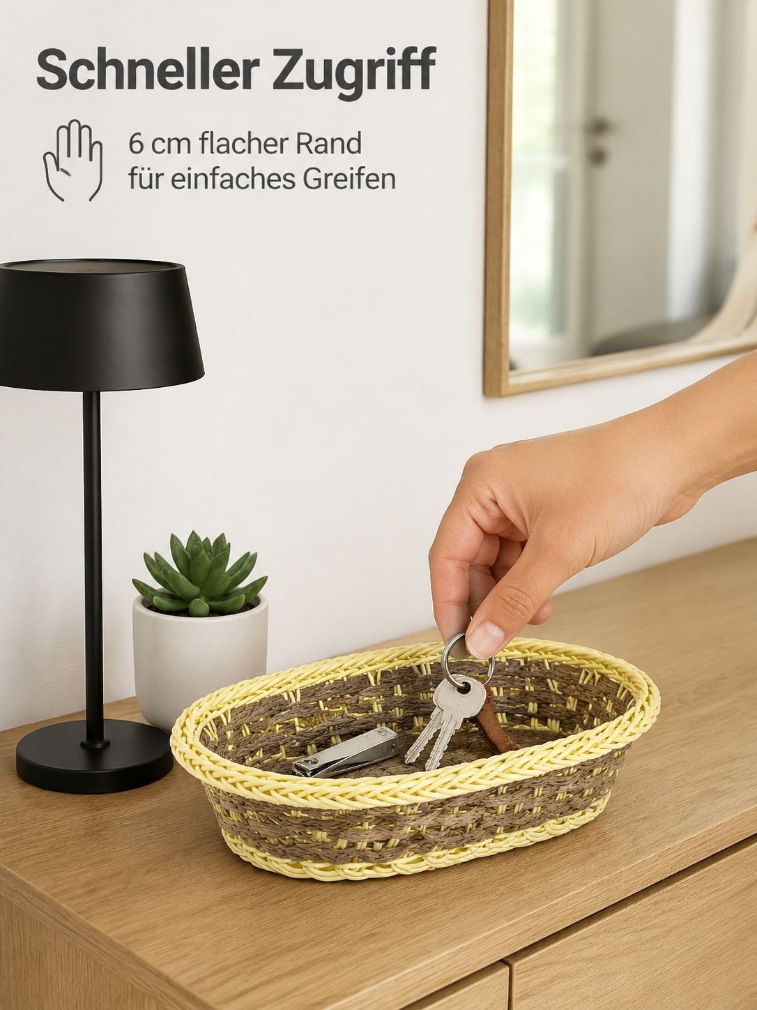 Kunst-Rattan Aufbewahrungskorb für Fernbedienungen und Kleinteile
