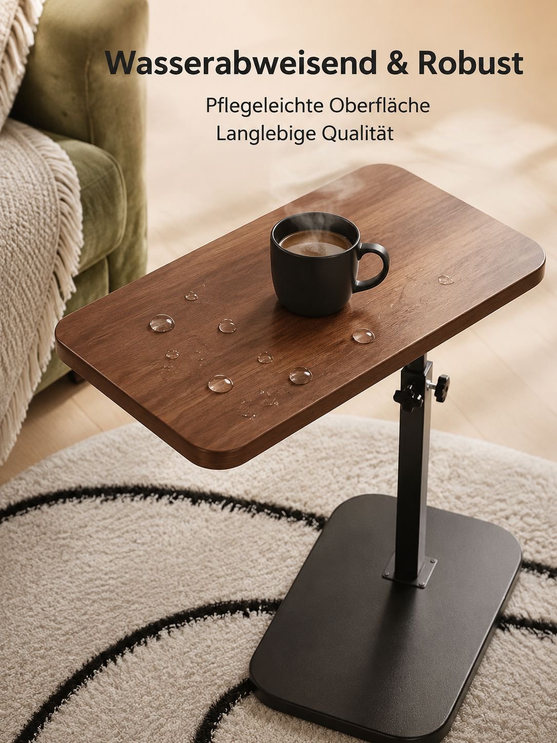 Verstellbarer Sofatisch aus Holz und Metall