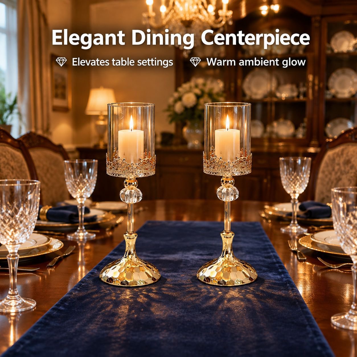 Luxury Gold Crystal Candle Holder European Dining Table Wedding Party Centerpiece