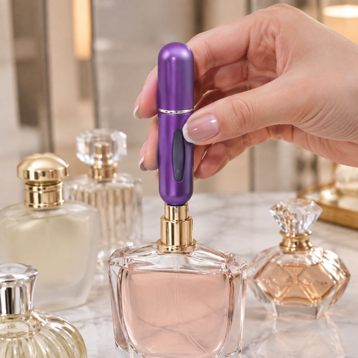 Botella de perfume de 5ml recargable con forro de plástico