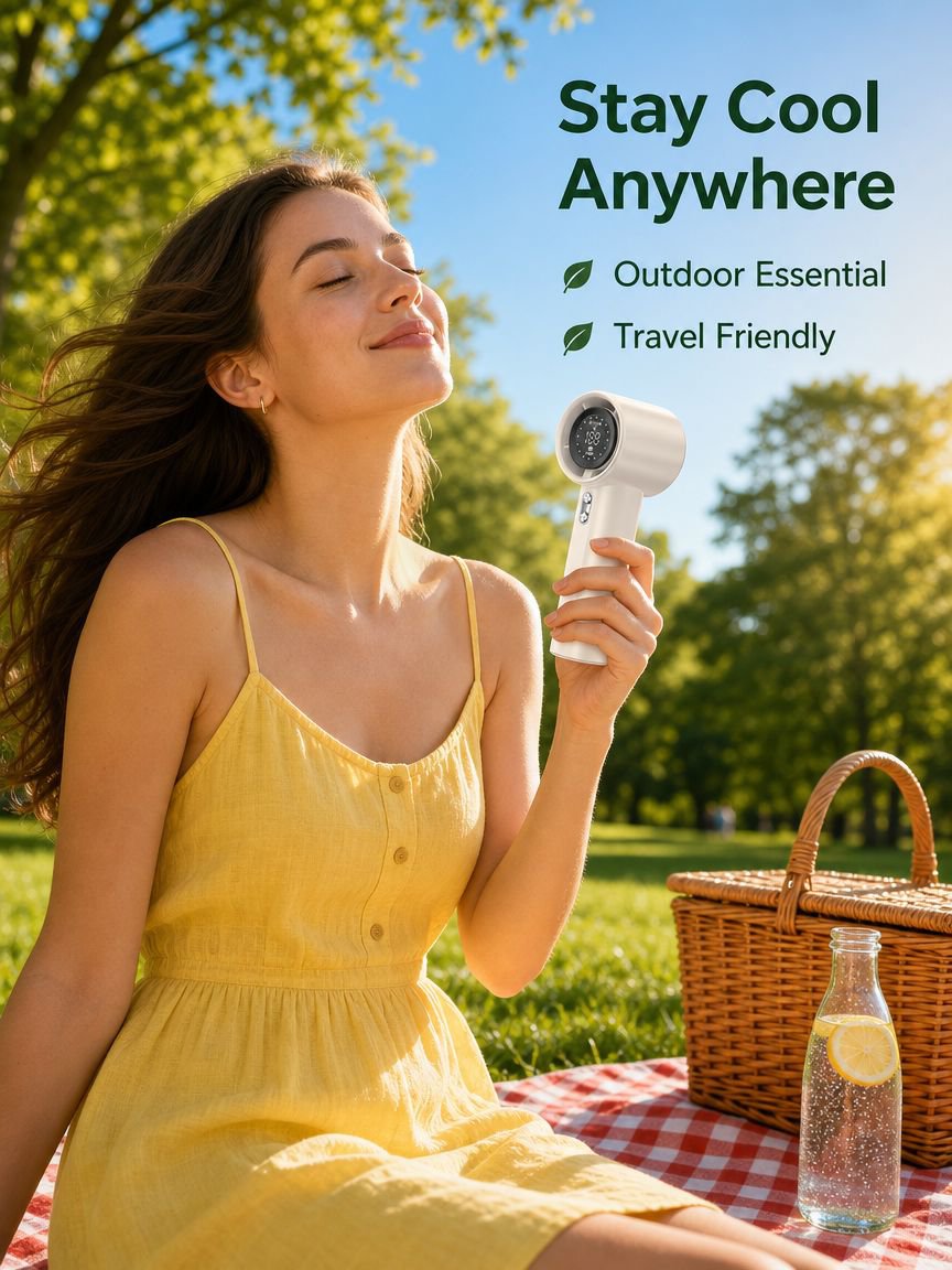 Portable Powerful Icy Cooling Handheld Blower Fan (Foldable)