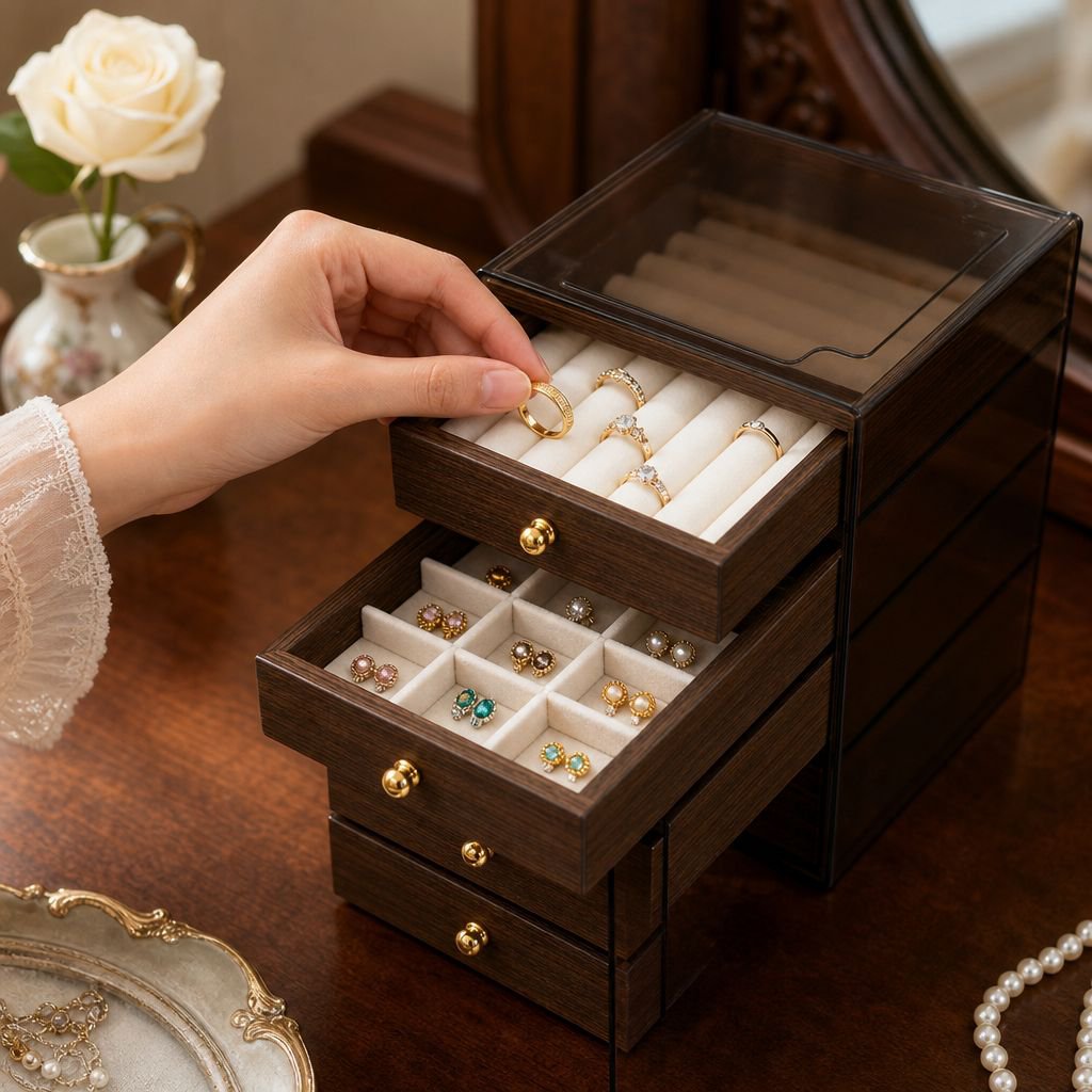 Elegant jewelry organizer with multiple compartments