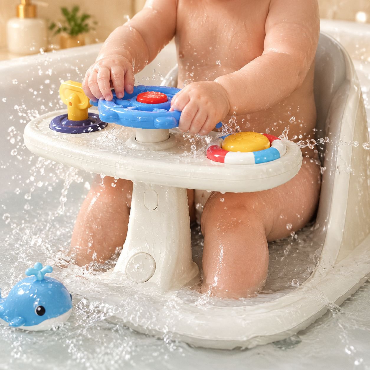 Baby Badesitz Sicherer Badesessel mit Spielzeug
