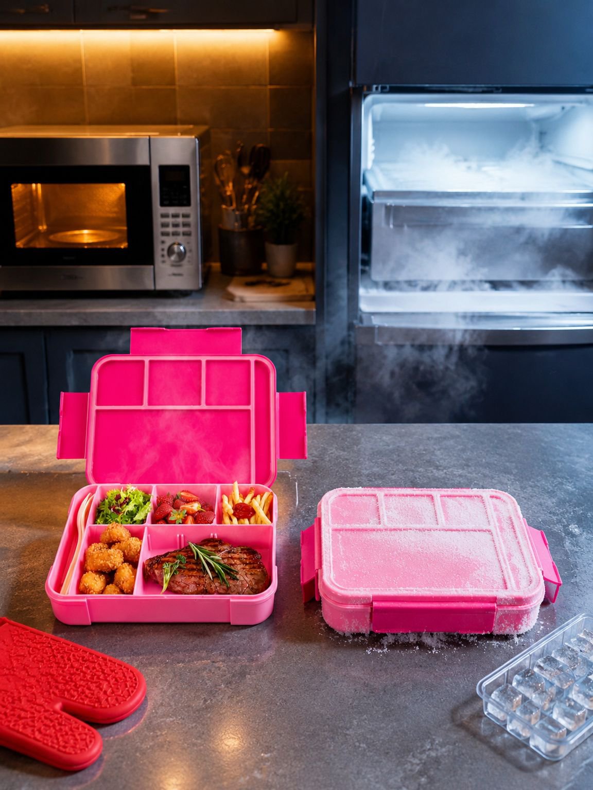Lunchbox voor het bewaren en meenemen van warme en koude maaltijden