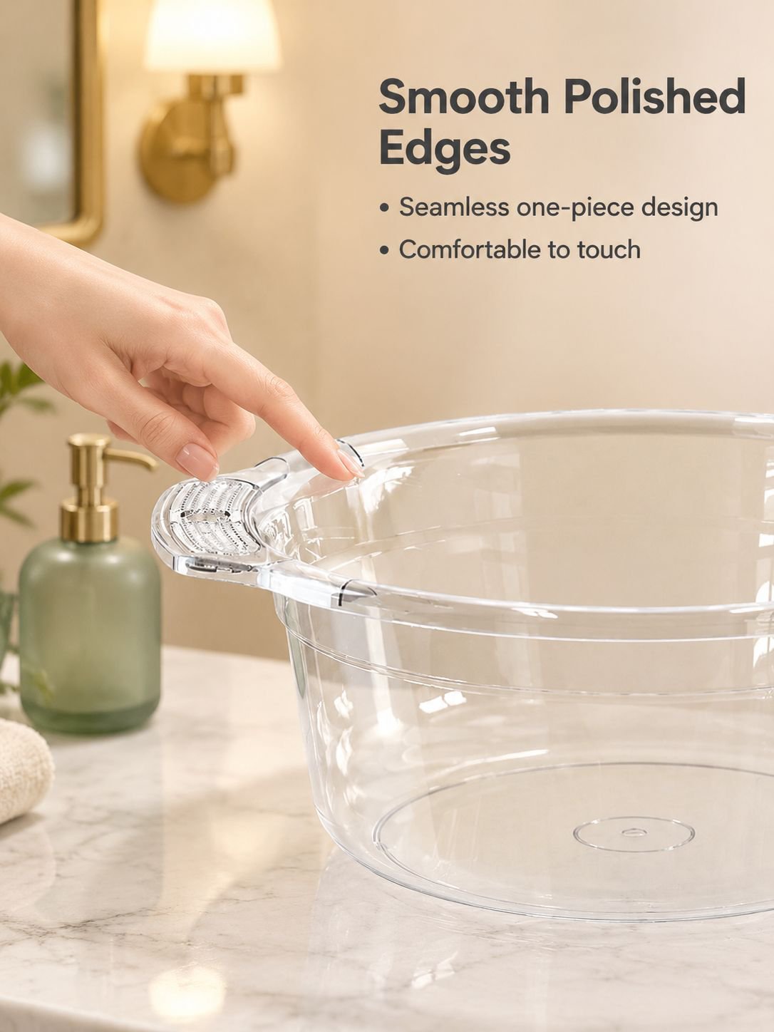 Elegant household wash basin with crystal clear transparency