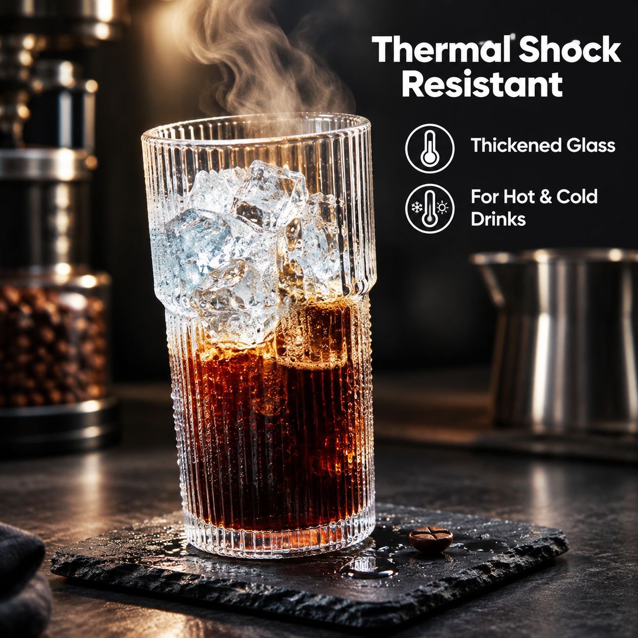 Vertical Stripe Clear Glass Cup