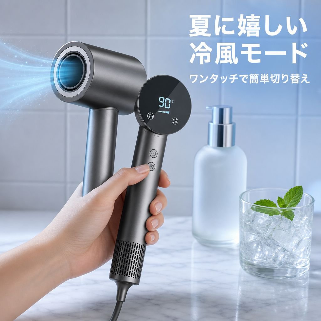スマート温度表示大風量ヘアドライヤー