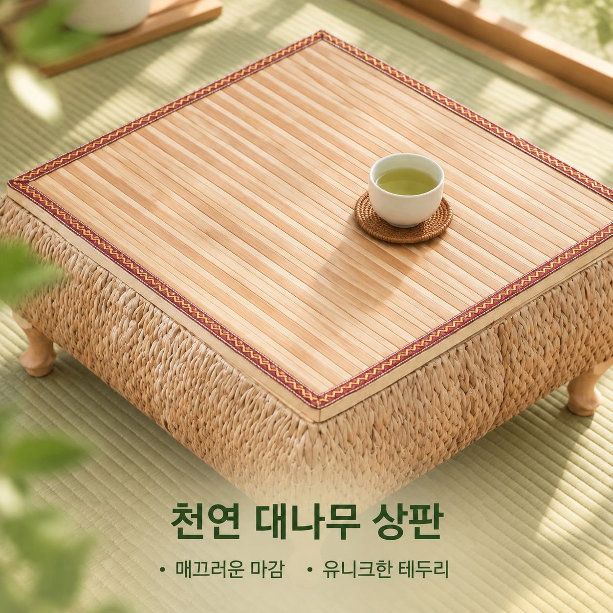 라탄 다다미 좌식 미니 티테이블 일본식 젠스타일 베란다 수납 사각 좌탁