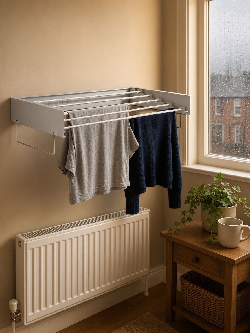 Invisible foldable clothes rack mounted on the wall