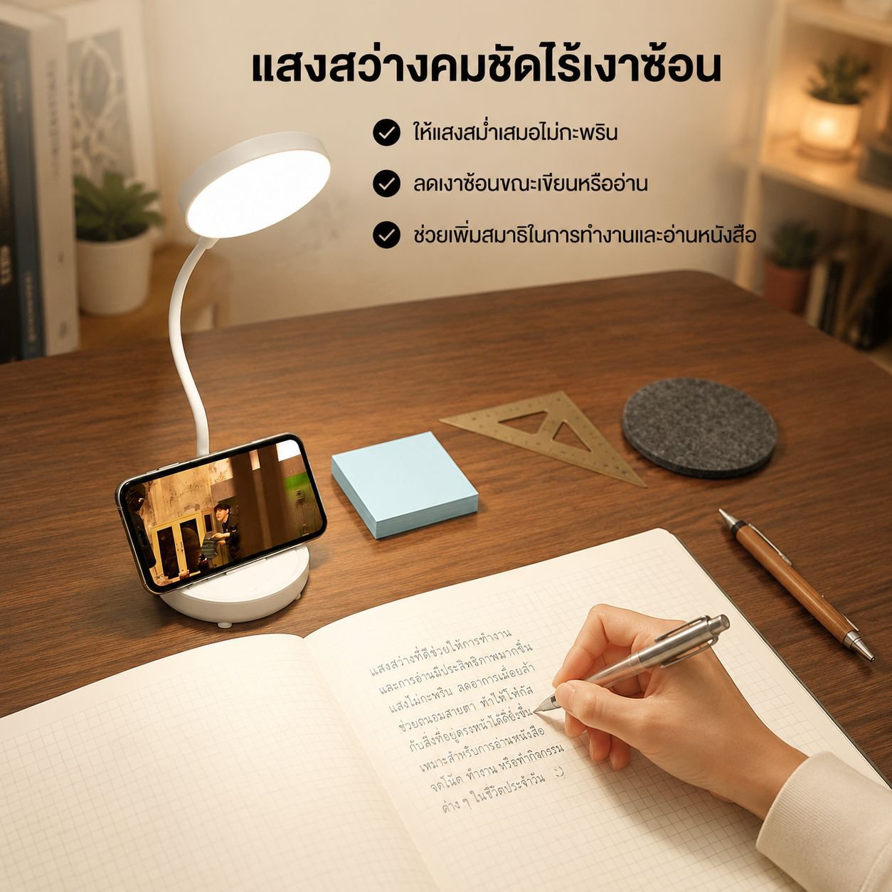 โคมไฟอ่านหนังสือ LED ปรับแสงได้ ถนอมสายตา สำหรับหอพัก