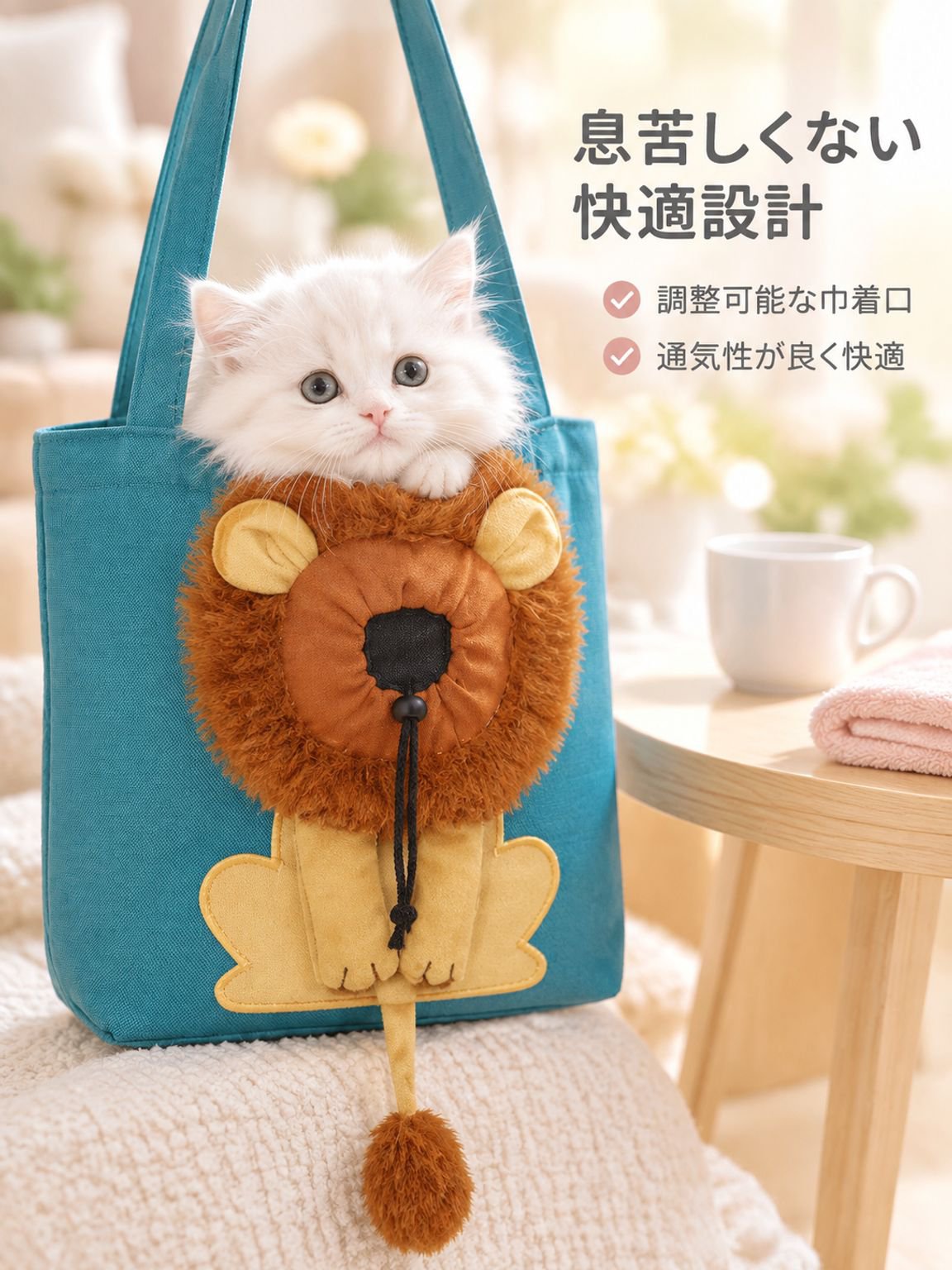 ライオン型ペットキャリートートバッグ