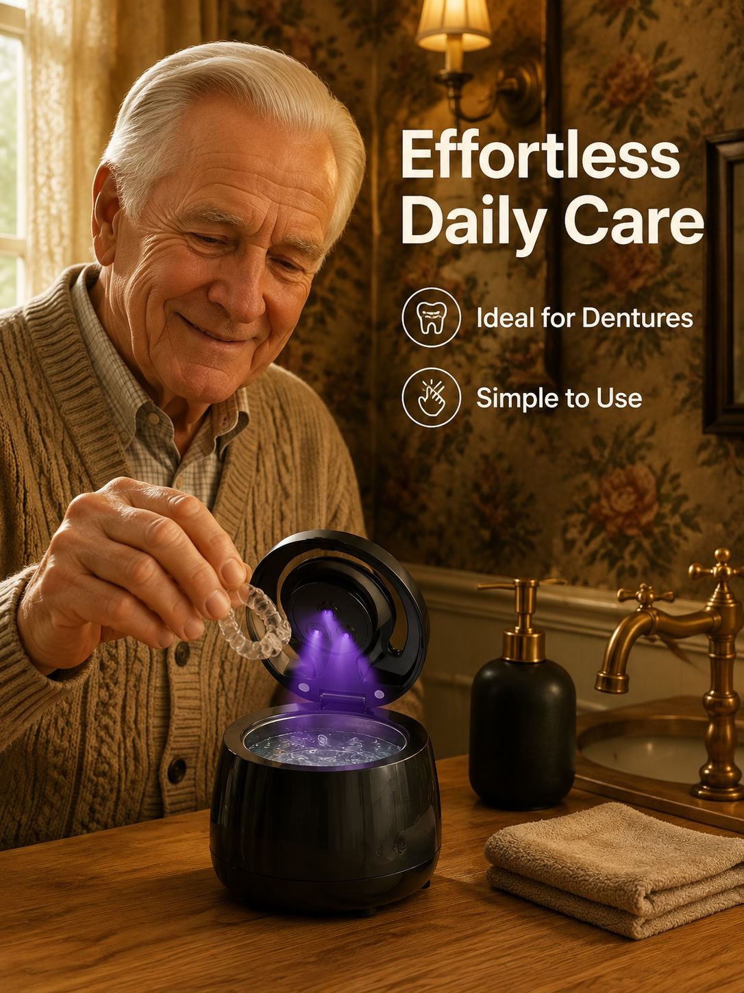 Multifunctional Denture & Retainer Jewelry Sonic Cleaner with UV Sterilizer