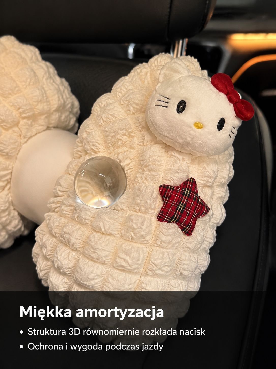 Urocza poduszka samochodowa Kitty dla dziewczynki