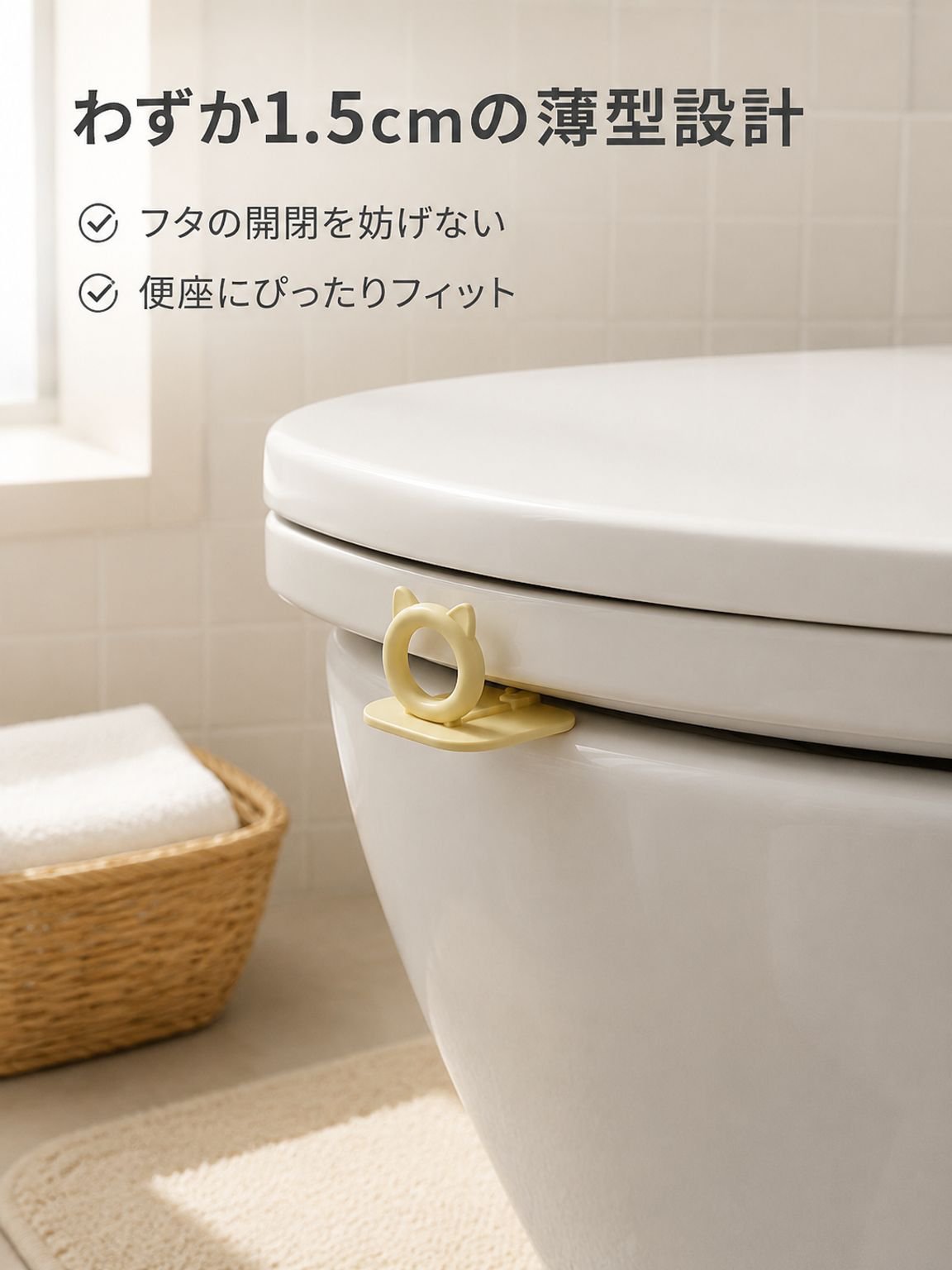貼り付け式・洗えるトイレ蓋ハンドル
