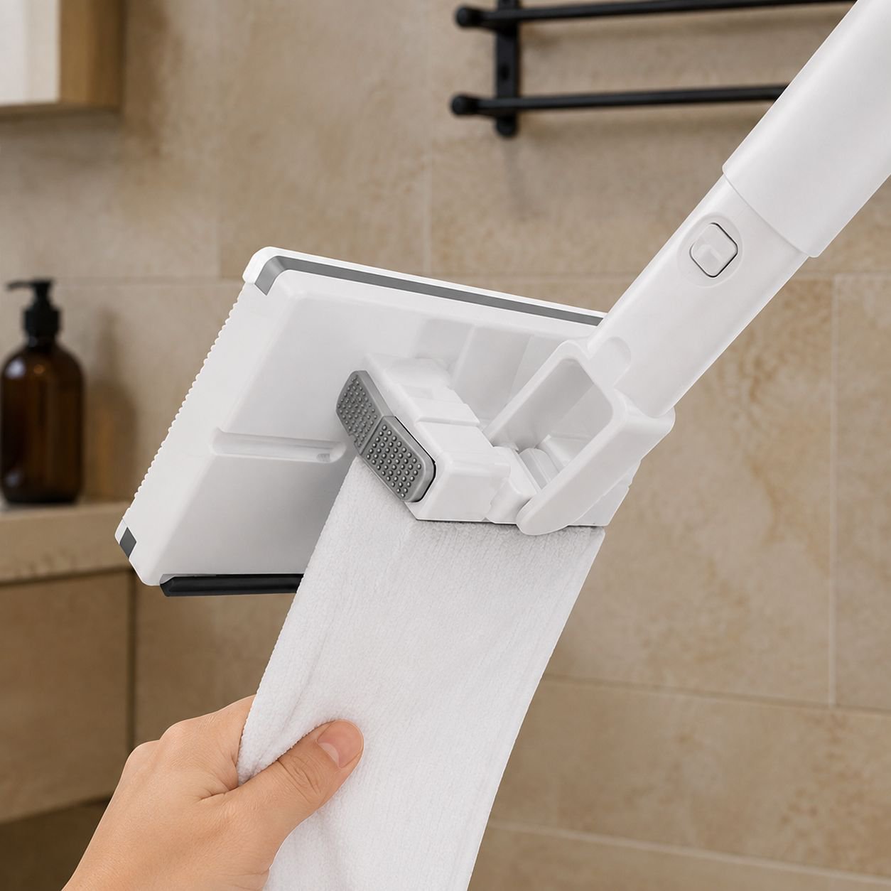 Lengthened secondary washcloth mop with lazy clip