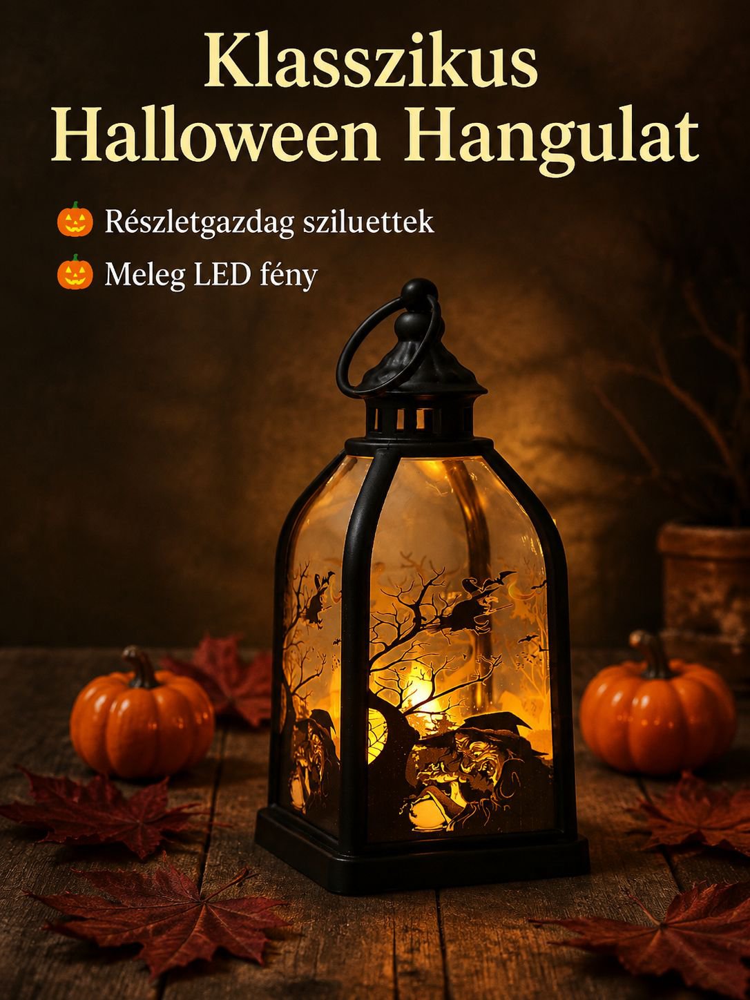 Retro Halloween Tök Gyertya Lámpa Dekorációs Dísz