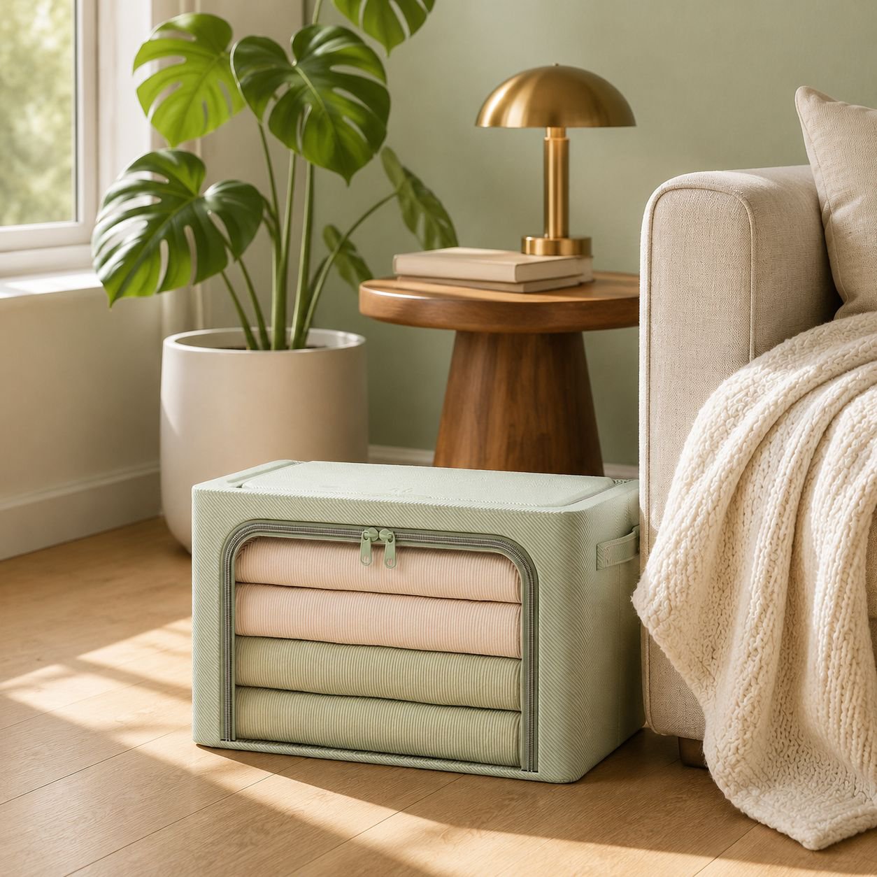 Large capacity folding storage bag for wardrobe clothes