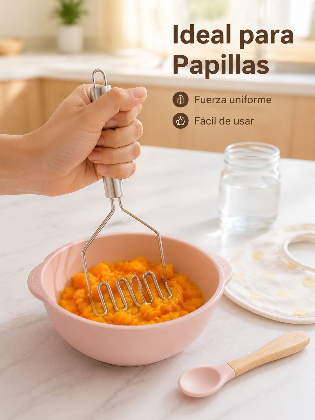 Prensa de acero inoxidable para puré de patatas