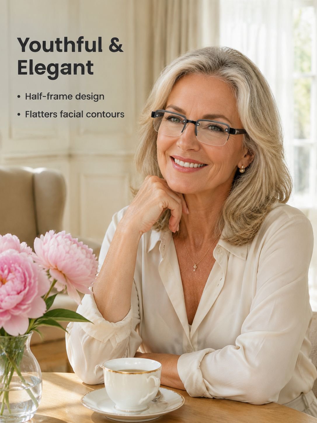 Anti-blue light smart zoom reading glasses