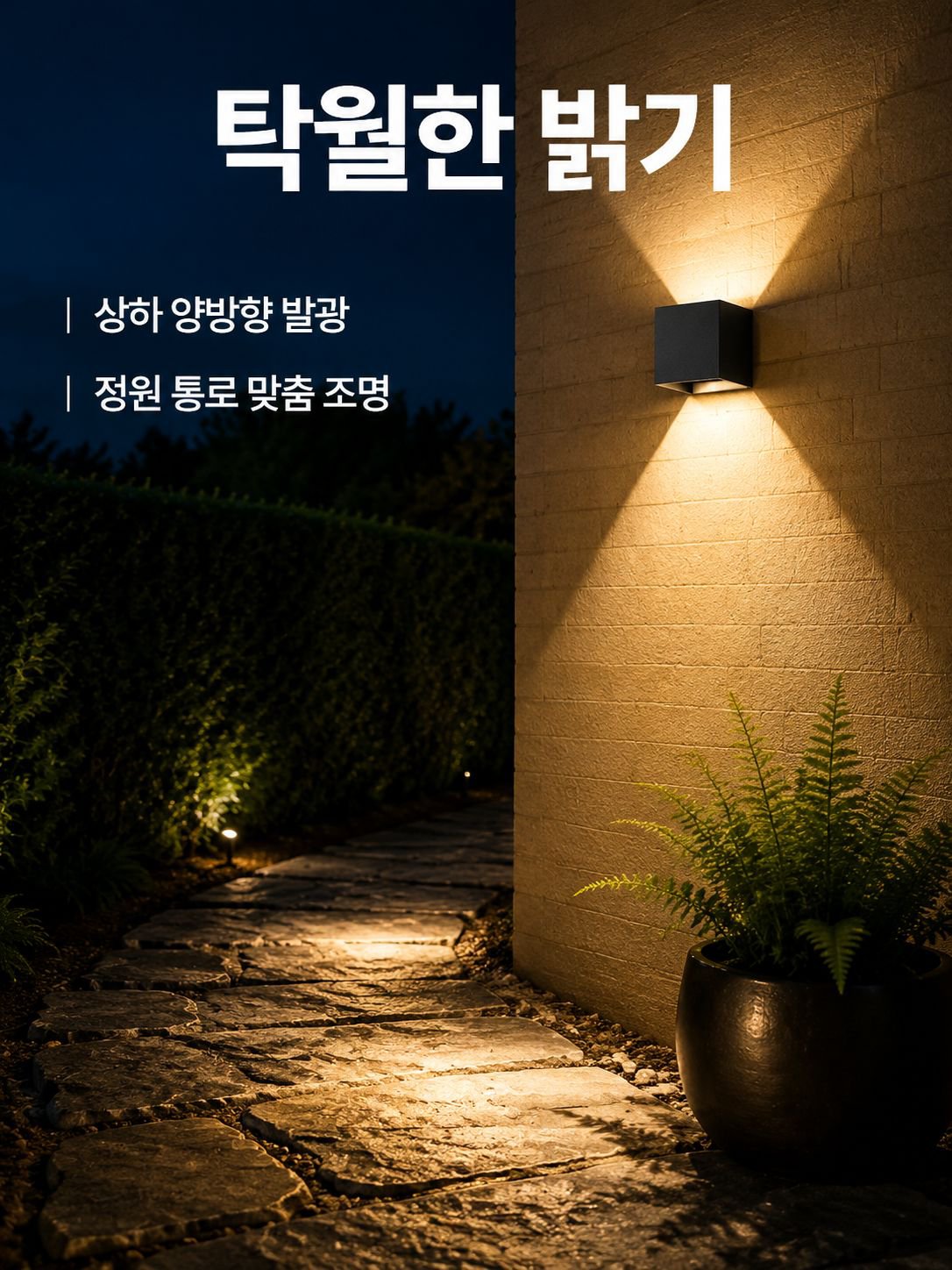 4개의 날개가 있는 밝기 조절 LED 옥외 벽등