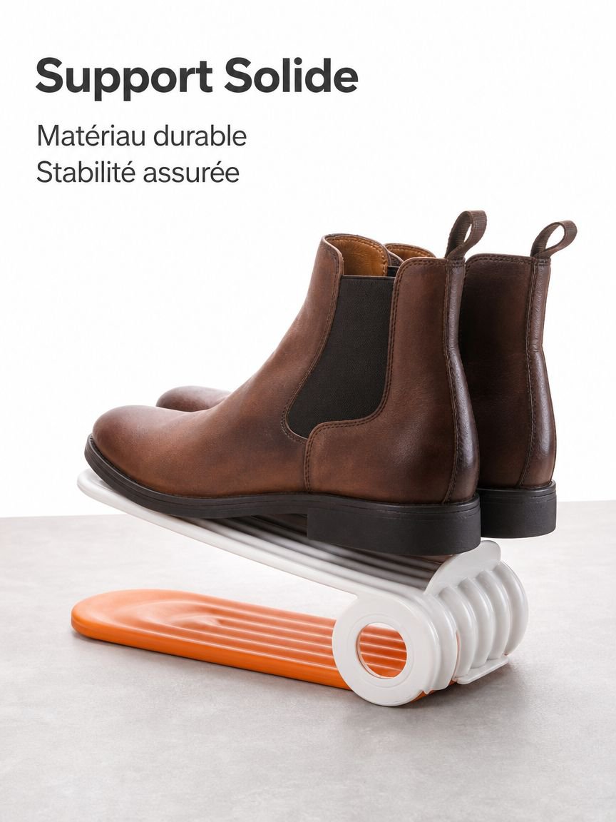 Étagère à chaussures double pliable, réglable et gain de place à plusieurs niveaux